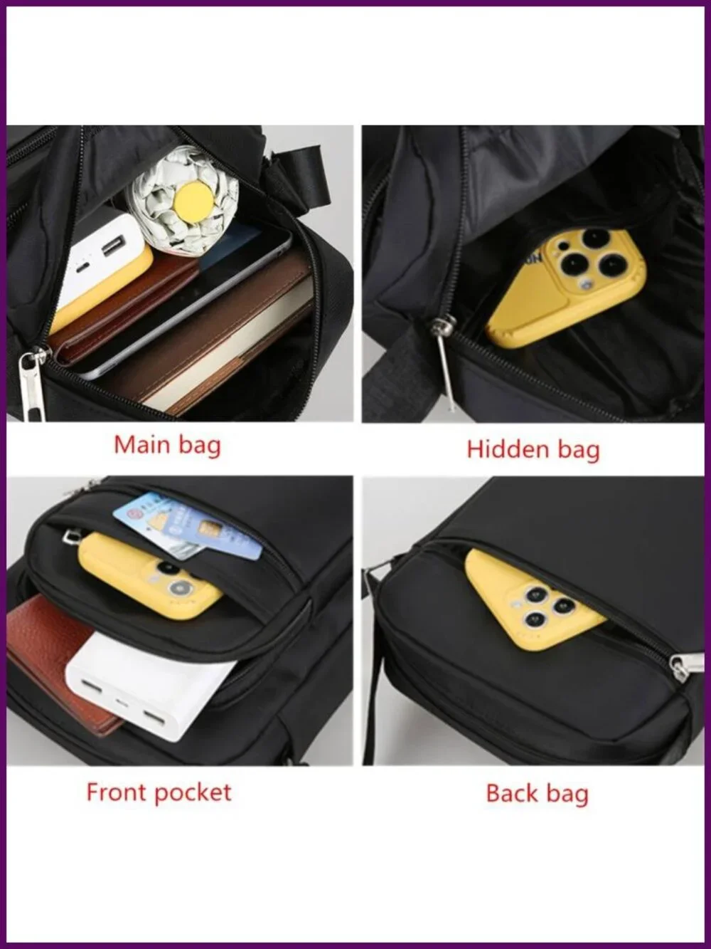 Men's Casual Crossbody Sling Bag Durable Fabric Multi-Pocket